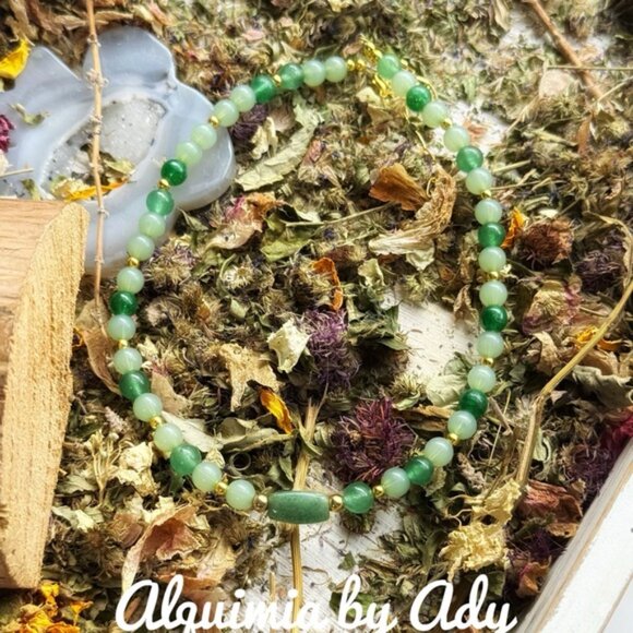 aventurine beaded handmade necklace color block/pastel - Picture 2 of 3